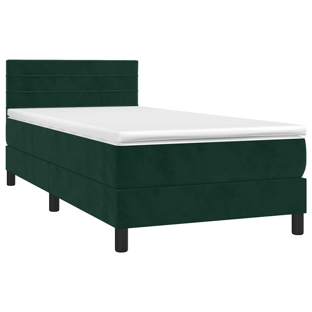 Box Spring Bed with Mattress Dark Green 80 x 200 cm Velvet