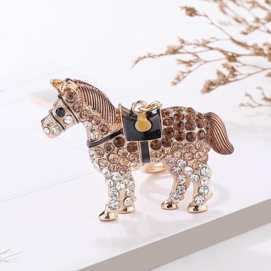 Rhinestone Horse Keychain Sparkling Animal Charm Key Chain Zinc Alloy Key Ring Pendant Handbags Wallet Accessories