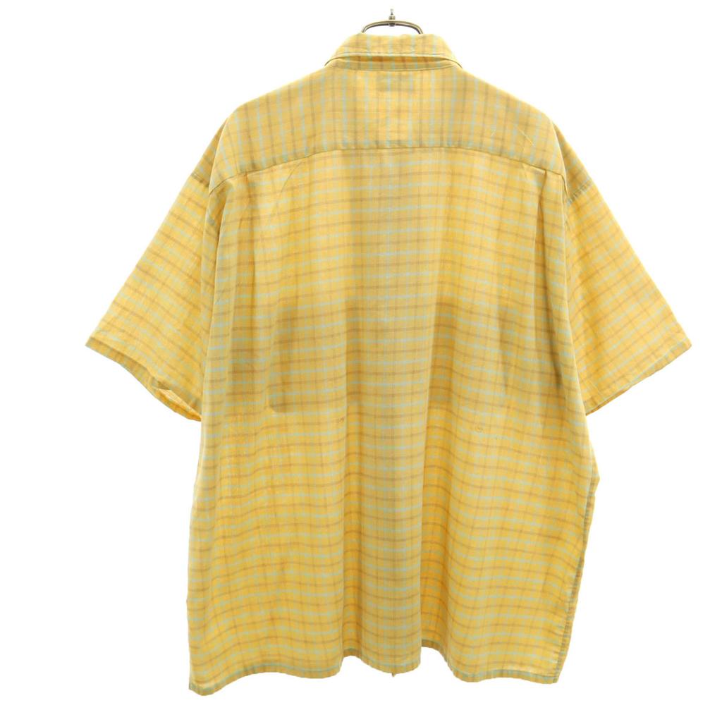 Stephens 60s Vintage Check Pattern Short Sleeve Shirt XL Yellow Men's Used