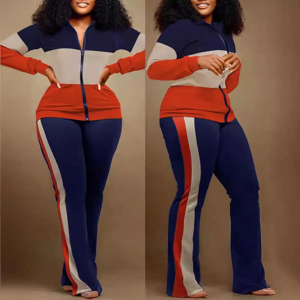 Ensemble Pantalon Long Zippé Manches Longues Coupe Slim Mode Femme Européenne et Américaine Automne/Hiver 2024