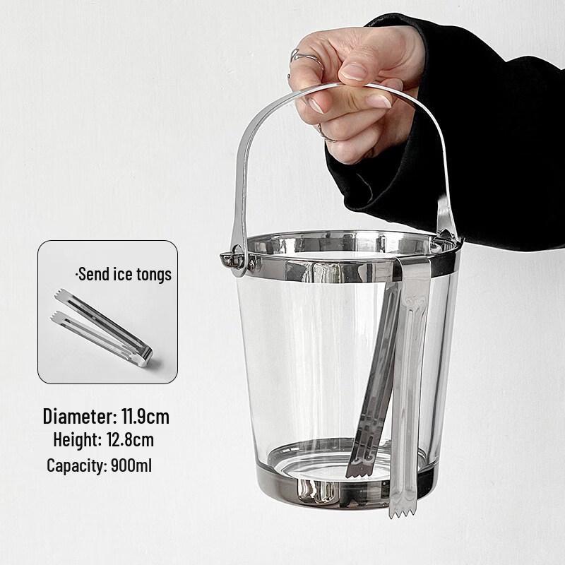ZISIZ Portable Glass Ice Bucket Set