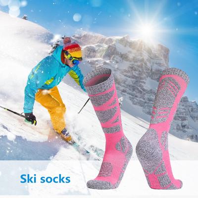 1 Pair Women Winter Ski Socks Long-Tube Thermal Cotton Socks Sweat Absorption Comfortable Thickened Outdoor Sports Socks for Skiing Hiking Running