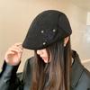 Women Maillard Style Rivet Forward Hat Autumn and Winter Sweet and Cool Positive and Negative Two-watch Newspaper Beret British Retro Beret