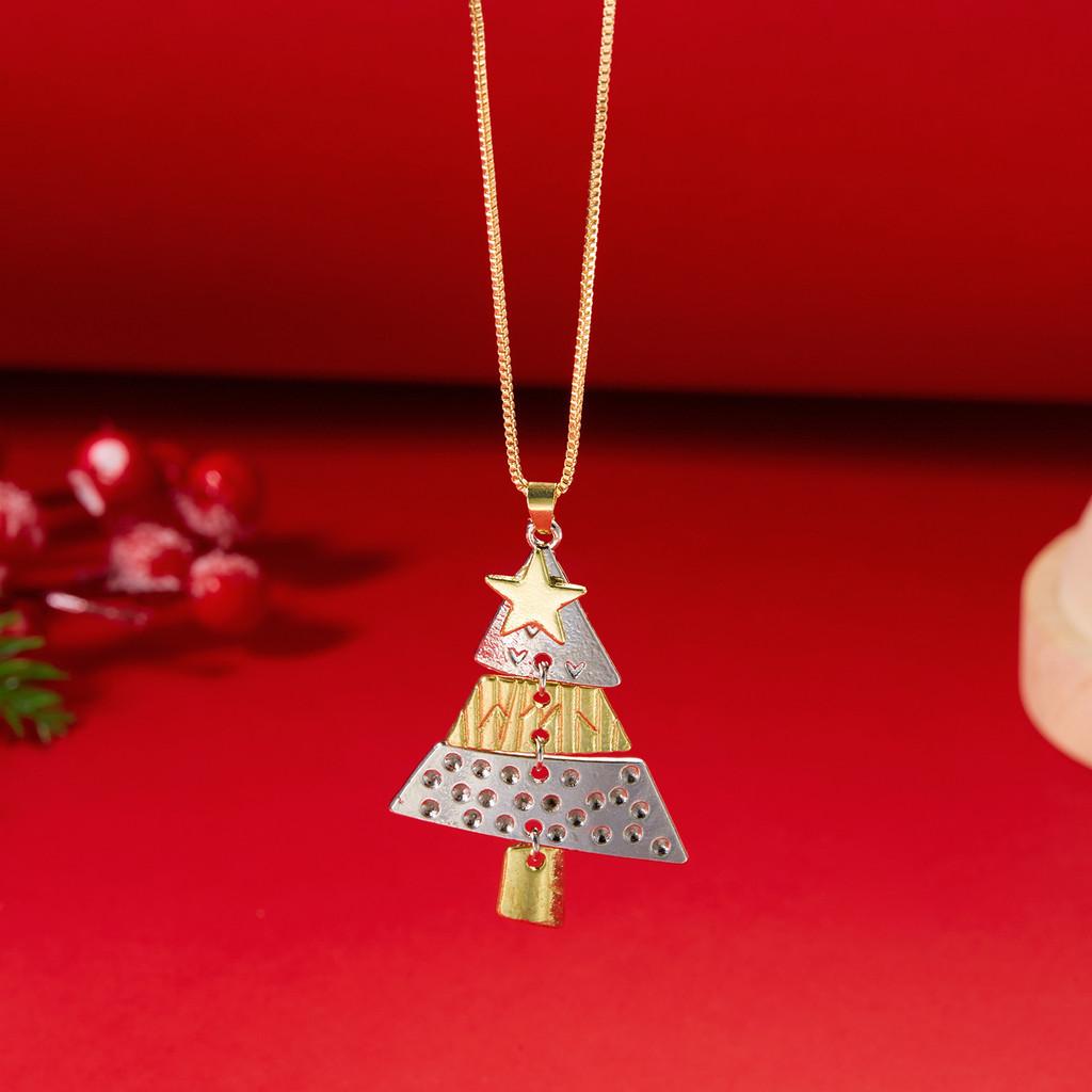

Holiday Christmas Earrings And Necklace Jewelry Set With Electroplated Finish For Women Necklace