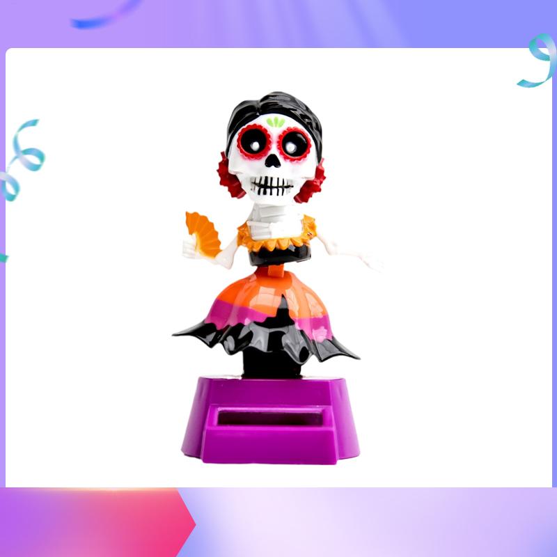 Skull Bobble Head for Car Bobbing Heads Dashboard Skull Crafts Automatic Exquisite Desktop Decorative Figurines for Adults CN