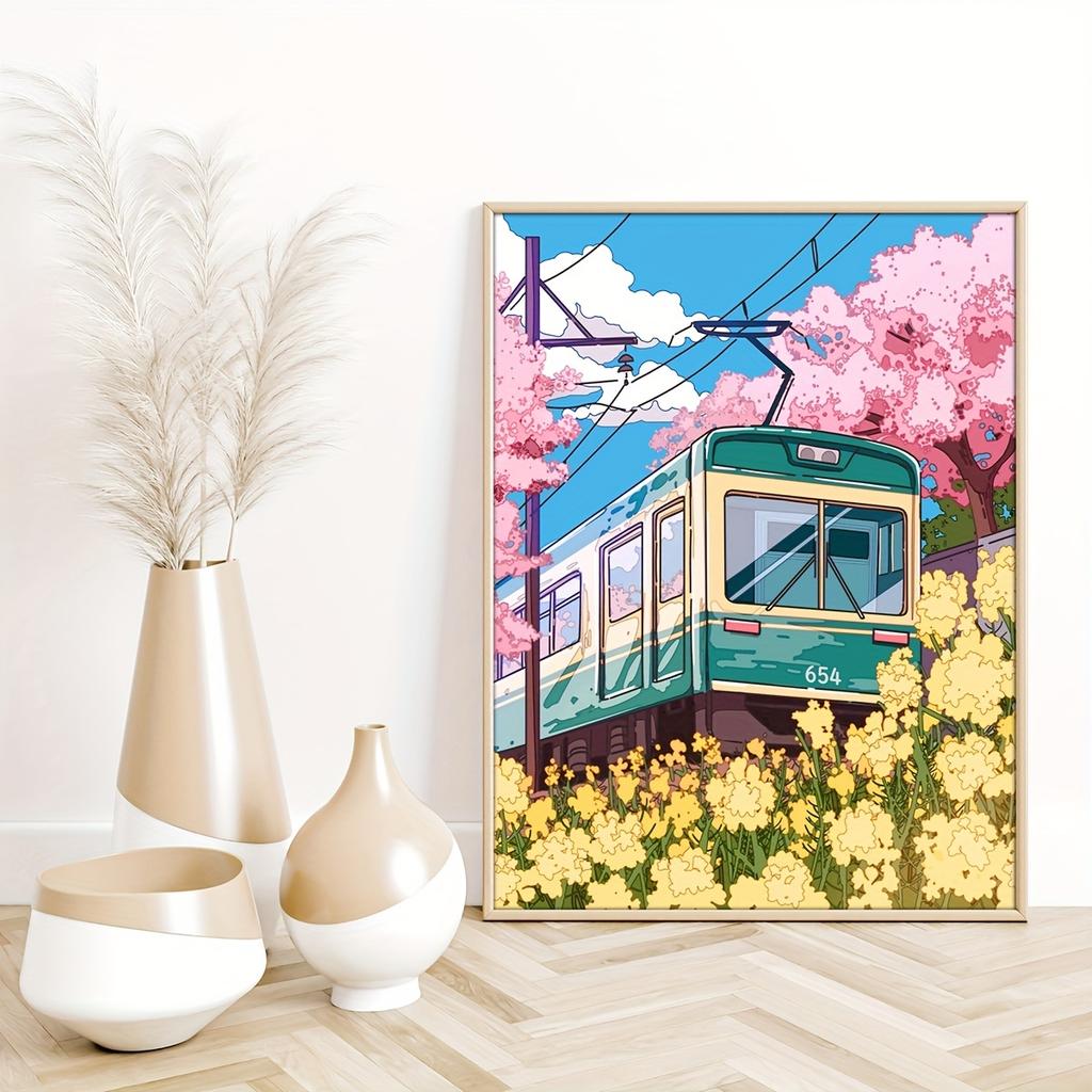 Japanese Cherry Blossom Anime Wall Art Poster Pink Preparatory Student Canvas Printing for Modern Living Room Home Decor Gifts