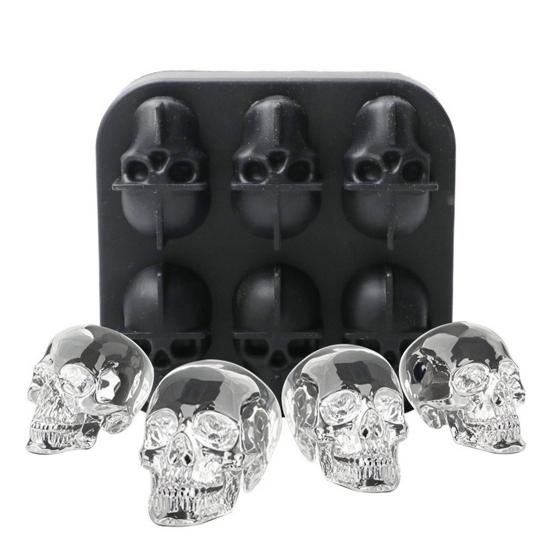 Yousheng Skull Ice Ball Mold Flexible Silicone Ice Tray for Cocktails Whiskey Halloween Horror Theme Ice Cube Maker for Spooky Parties Gothic Events