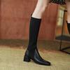 New Knitted Leather Socks with High Heels Long Tubed Boots for Women Knee Length Elastic Large Plus Velvet High Tubed Boots
