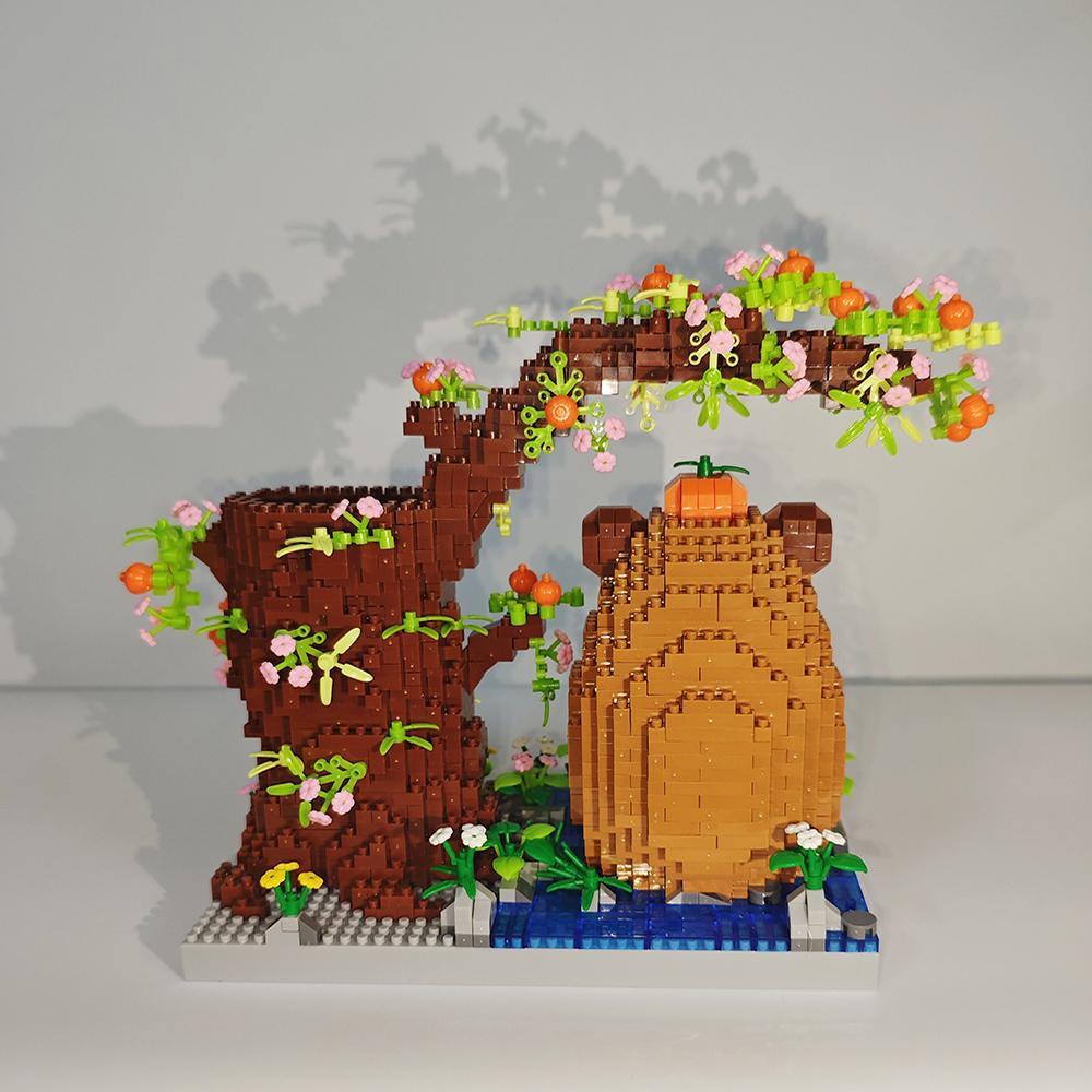 Capybara Pen Holder Model Micro Mini Building Block Toys - Ideal Diy Enthusiasts, An Educational And Decorative Toy For Desks