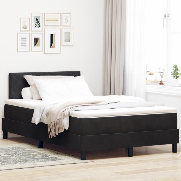 Lit à ressort vidaXL avec matelas Noir 120x200 cm Velours 3339232