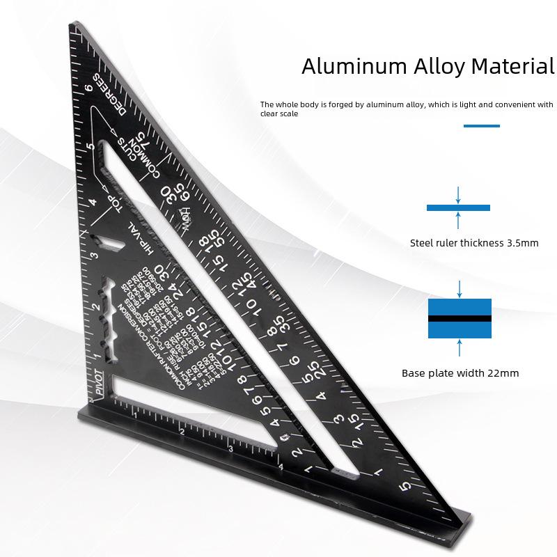 Riglă triunghiulară cu unghi drept de 7" și 12" pentru prelucrarea lemnului