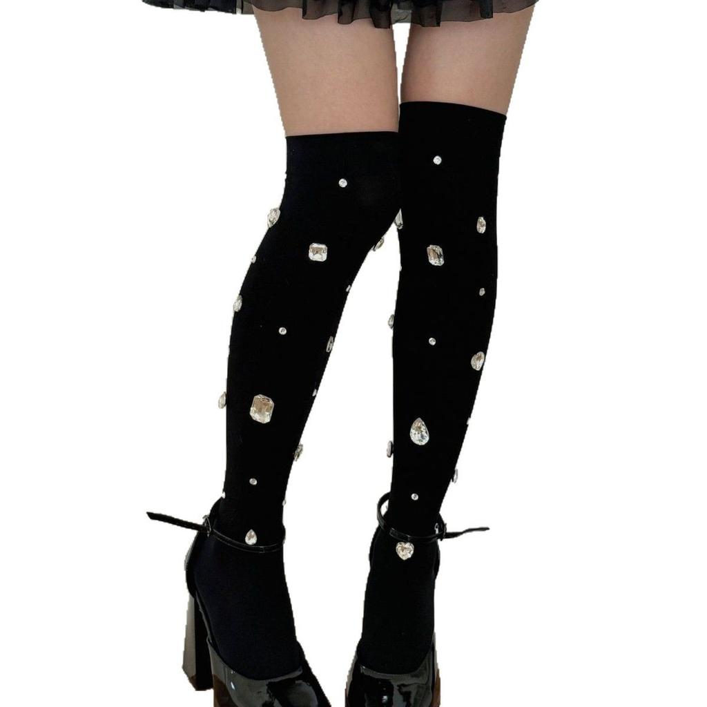 Rhinestone Women Stockings Sweet Cool Girls Y2K Knee High Socks Thigh High Stockings JK Thigh High Sox Stockings Female Hosiery