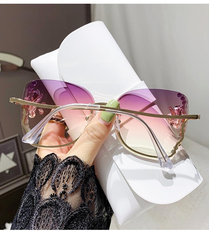 New Women's Cross-Border Fashion Rhinestone Sunglasses - Trendy UV Protection Korean Style