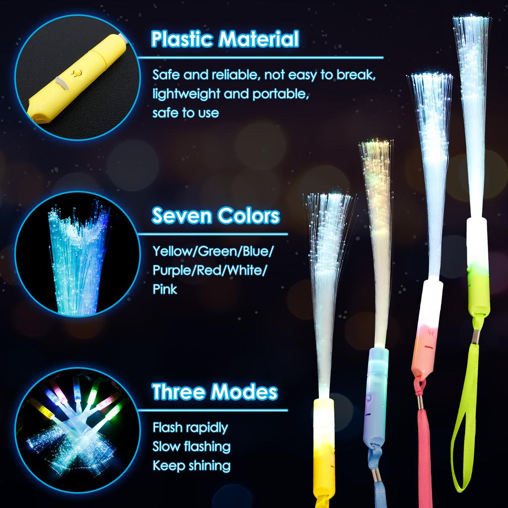 36/48Pcs Glow Fiber Wands Sticks LED Flashing Stick Light up Stick Colorful Fiber Optic Wand For Wedding Concert Christmas Party