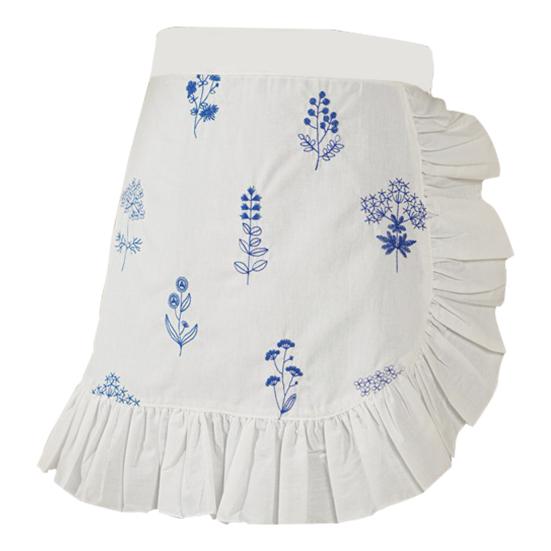 Cotton Half Apron with Daisy Print & Lace Hem Breathable Adjustable