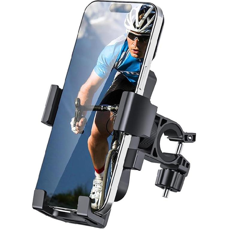 Bike Phone Holder Mount, Secure Handlebar Phone Mount Holder For Bike And Motorcycle, Suitable For IPhone And 4.5-6.8 Smartphones, Black