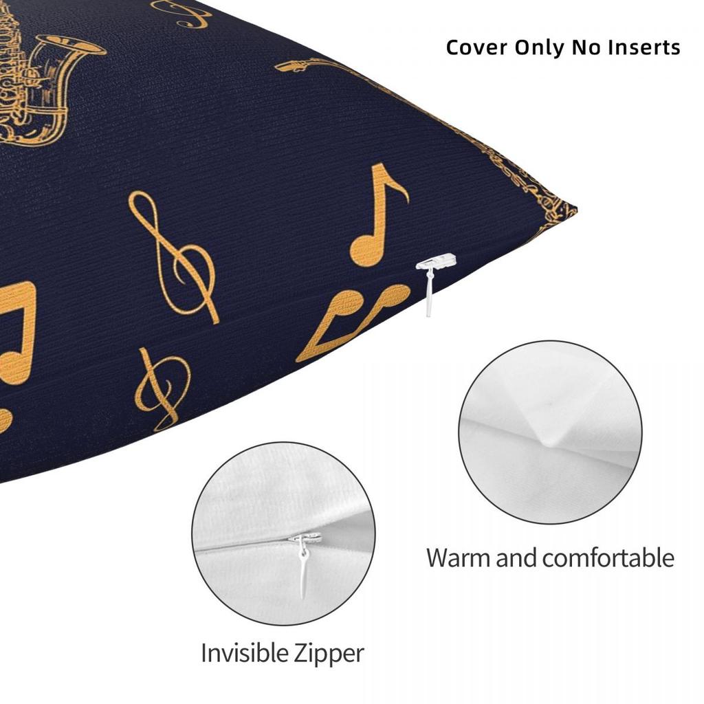 Musical Saxophone Pattern Square Pillowcase Cushion Cover Pillow Case Throw Pillow Cover for Home Bedroom Car