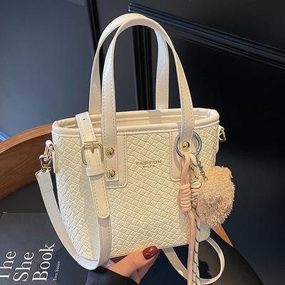 Hot-selling Korean Version of Casual Temperament Portable Bucket Bag Women's Versatile High-end Sense Niche Woven Messenger Bag