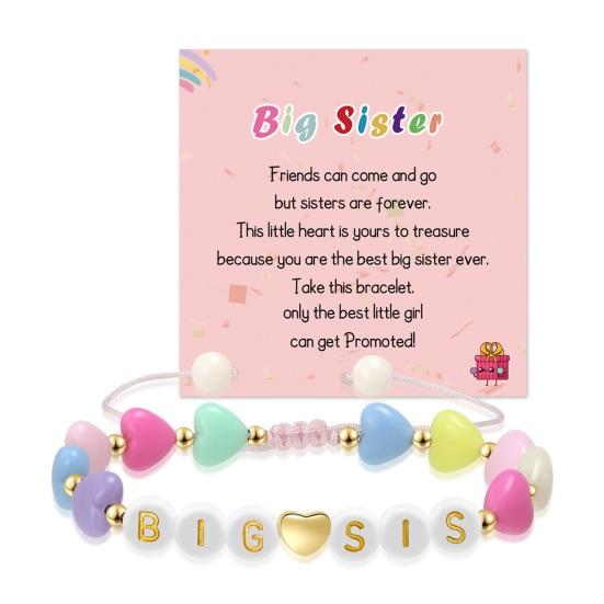 

Браслет Дружбы для Сестры Регулируемый Бусинный Бохо Браслет Цветные Бусины из Полимерной Глины Браслет для Старшей Сестры Подарок для Женщин Подруг 8