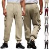 Spring Summer Men Waffle Knit Cargo Joggers Drawstring Waist Large Side Flap Cargo Pockets Lightweight Daily Hip Hop Streetwear Casual Sweat Pants