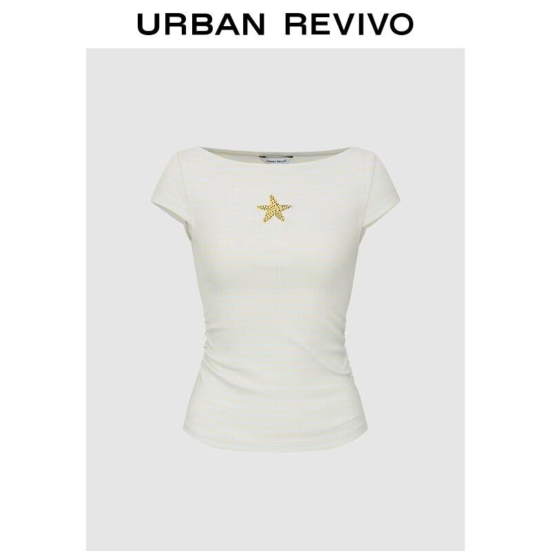 UR Women s Summer Starfish Embroidered Striped T-shirt M