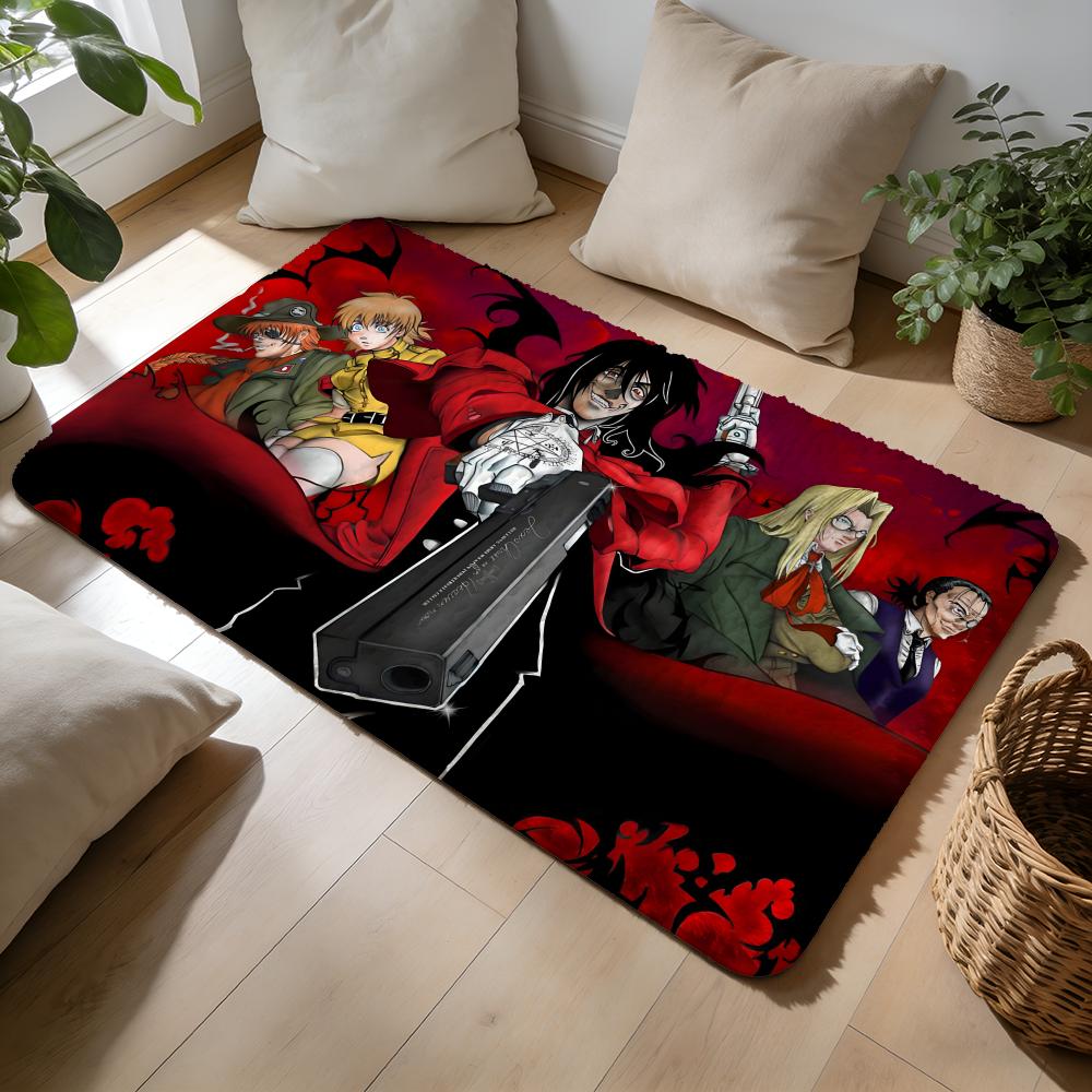 Anime HHellsing Floor Mat Soft Flannel Absorbent Mat Non-Slip Rug Home Bedroom Bathroom