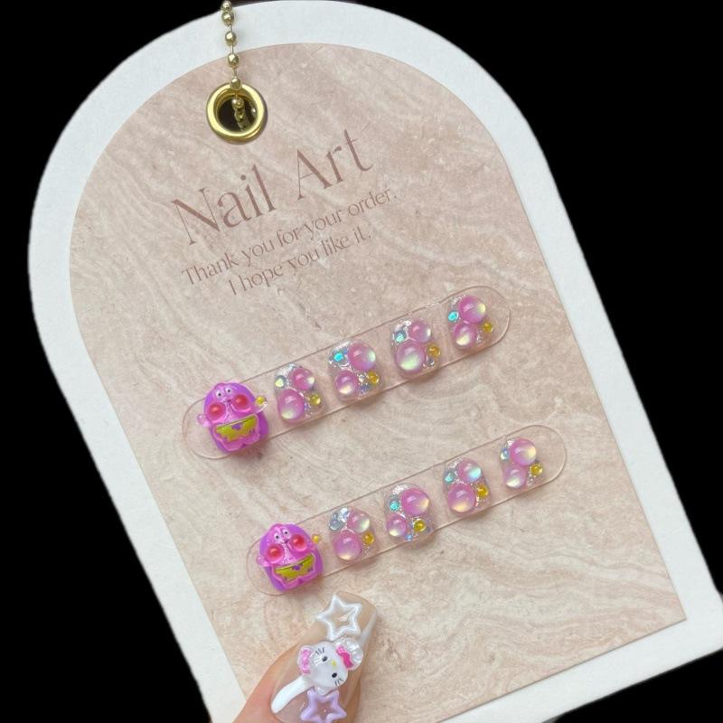 10pcs/set Finished Cartoon Children's Wearable Nails Sweet and Cute Children's Removable False Nails Nail Stickers