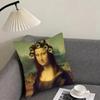 Modern Art Funny Mona Lisa Cushion Cover Pillowcase Ultra Soft Skin Friendly Fabric Cloud Like Comfort Concealed Zipper