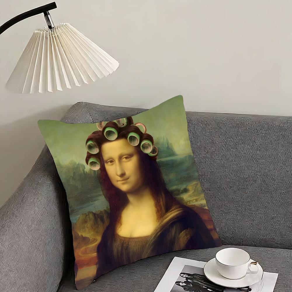 

Modern Art Funny Mona Lisa Cushion Cover Pillowcase Ultra Soft Skin Friendly Fabric Cloud Like Comfort Concealed Zipper 30x30cm