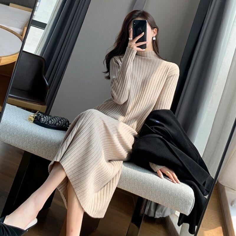 

Новое длинное платье до колена с длинным свитером внутри, вязаное платье для детей, осень и зима XL абрикосовый