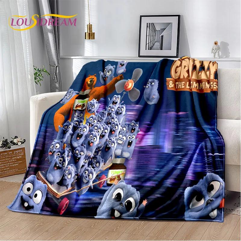 Cartoon Grizzy and The Lemmings Soft Flannel Blanket for Beds Bedroom Sofa Picnic,Throw Blanket for Cover Outdoors Leisure Gift