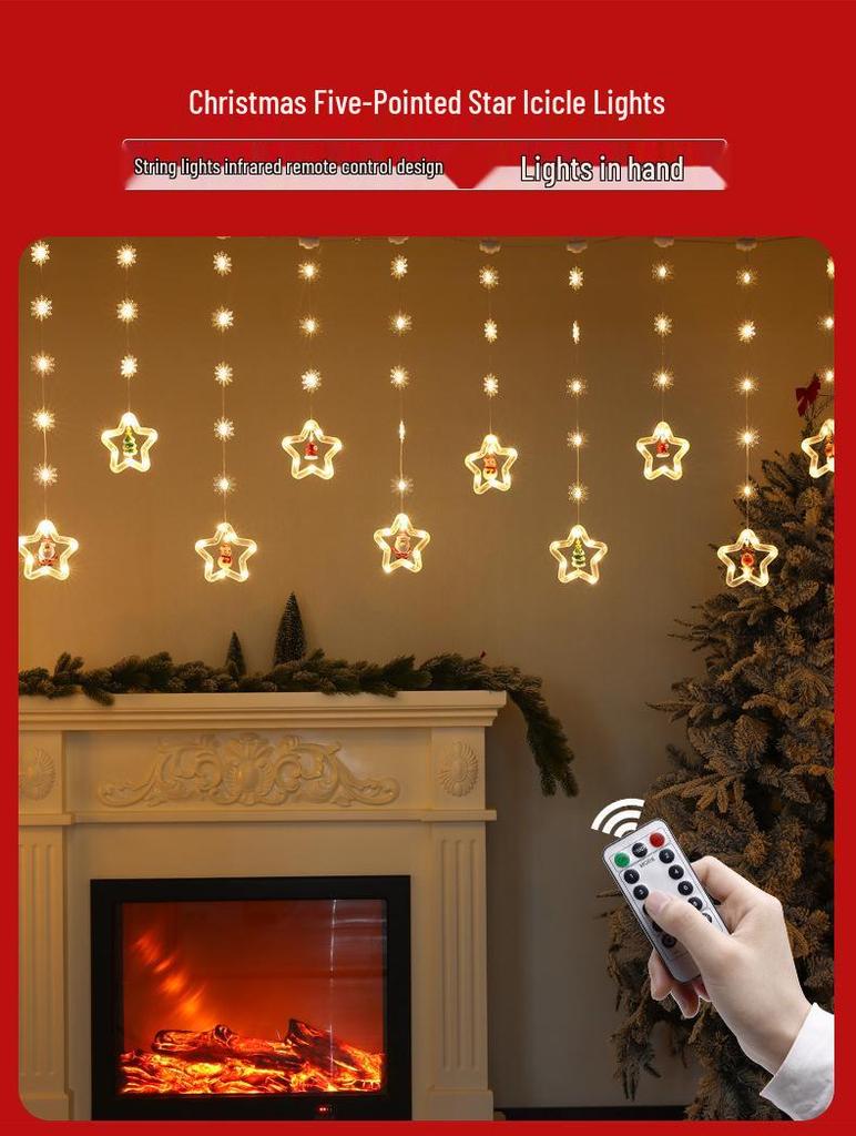 Santa Claus LED Curtain Lights – Colorful Christmas Festival Decoration for Windows