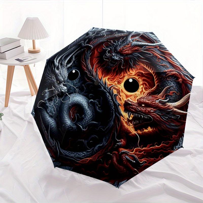 

1pc The Epic Battle of Red and Black Dragons Automatic Opening and Closing Folding - A Good Choice for Gifts, Fashionable and Convenient Umbrella