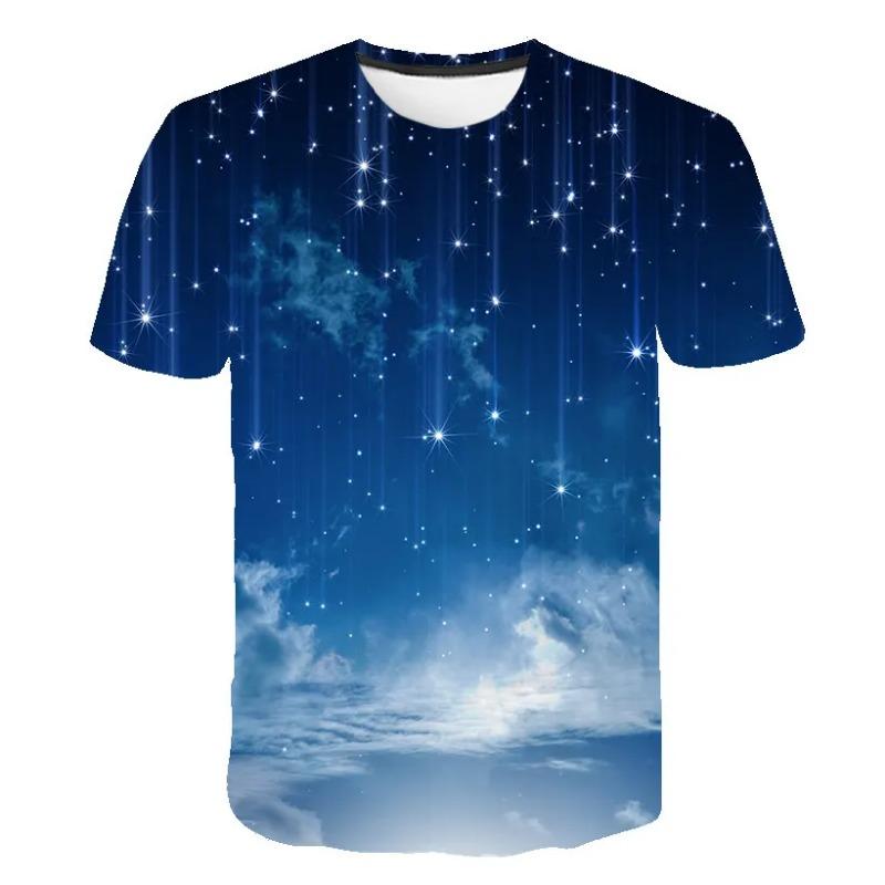 Summer Cosmic Galaxy Men's Space 3d Printing T-shirt Short-sleeved Printed Harajuku Casual Tops O-neck