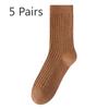 5 Pairs of Women's Spring and Autumn Style New Cylinder Pure Cotton Pile Socks