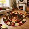 Christmas Round Decorative Rug Soft Flannel Living Room Carpet Washable Bedroom Bedside Rug Cozy Festive Home Decor