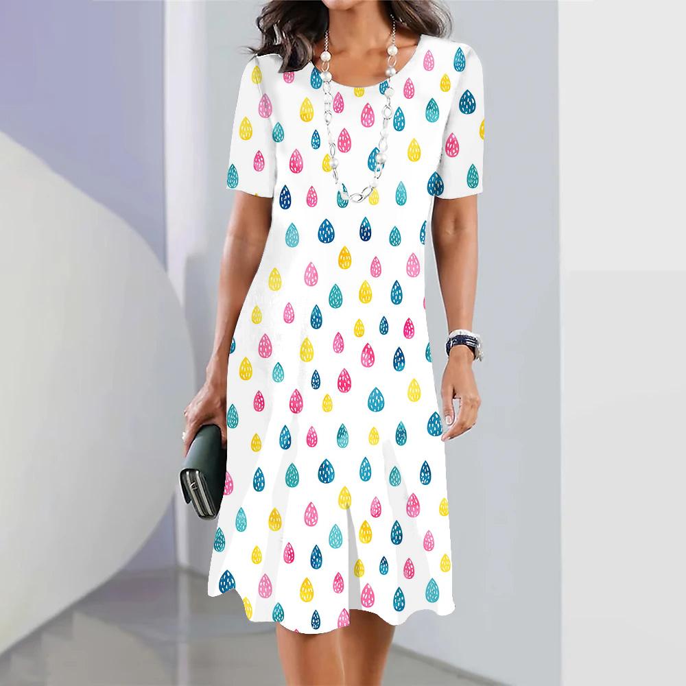 Cute Strawberry Printed Women's Long Dresses Summer Fashion Beach Wear Short Sleeves Hawaiian Style Maxi Dress For Lady Clothing