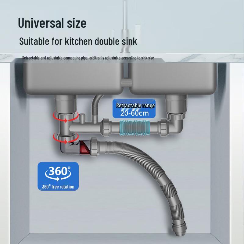 Kitchen Sink Double Drain Pipe Kit