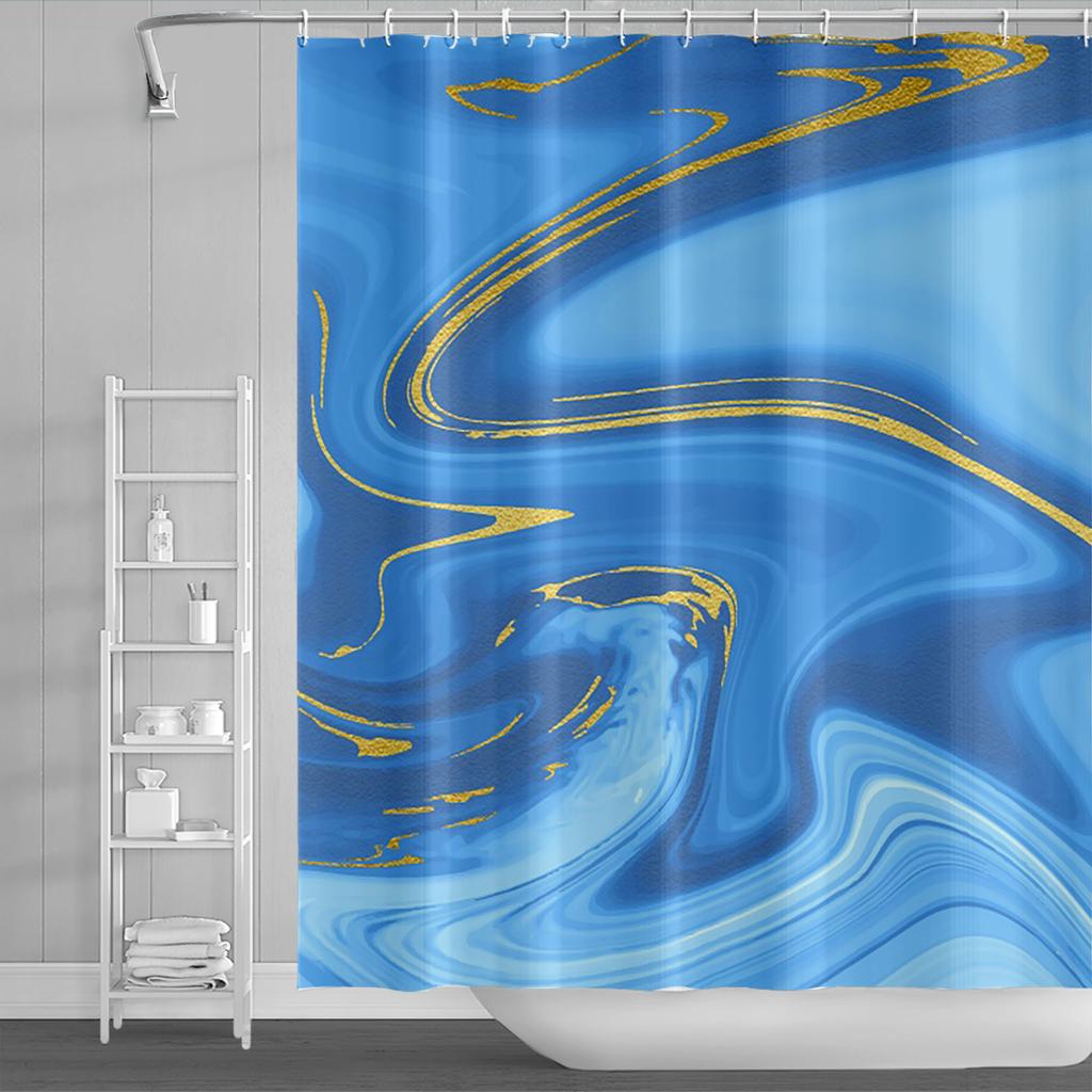 Мраморные занавески для душа с 3D принтом для ванной комнаты, мраморные занавески для ванной с золотыми прожилками, водостойкий чехол для купания из полиэстера с крючками