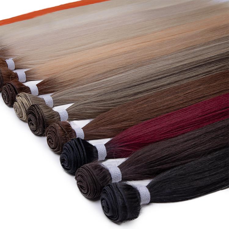 Heat Resistant Premium Organic Bio Protein Fiber Ombre Blonde Weave Bone Straight Hair Bundles Weft Synthetic Hair Extensions