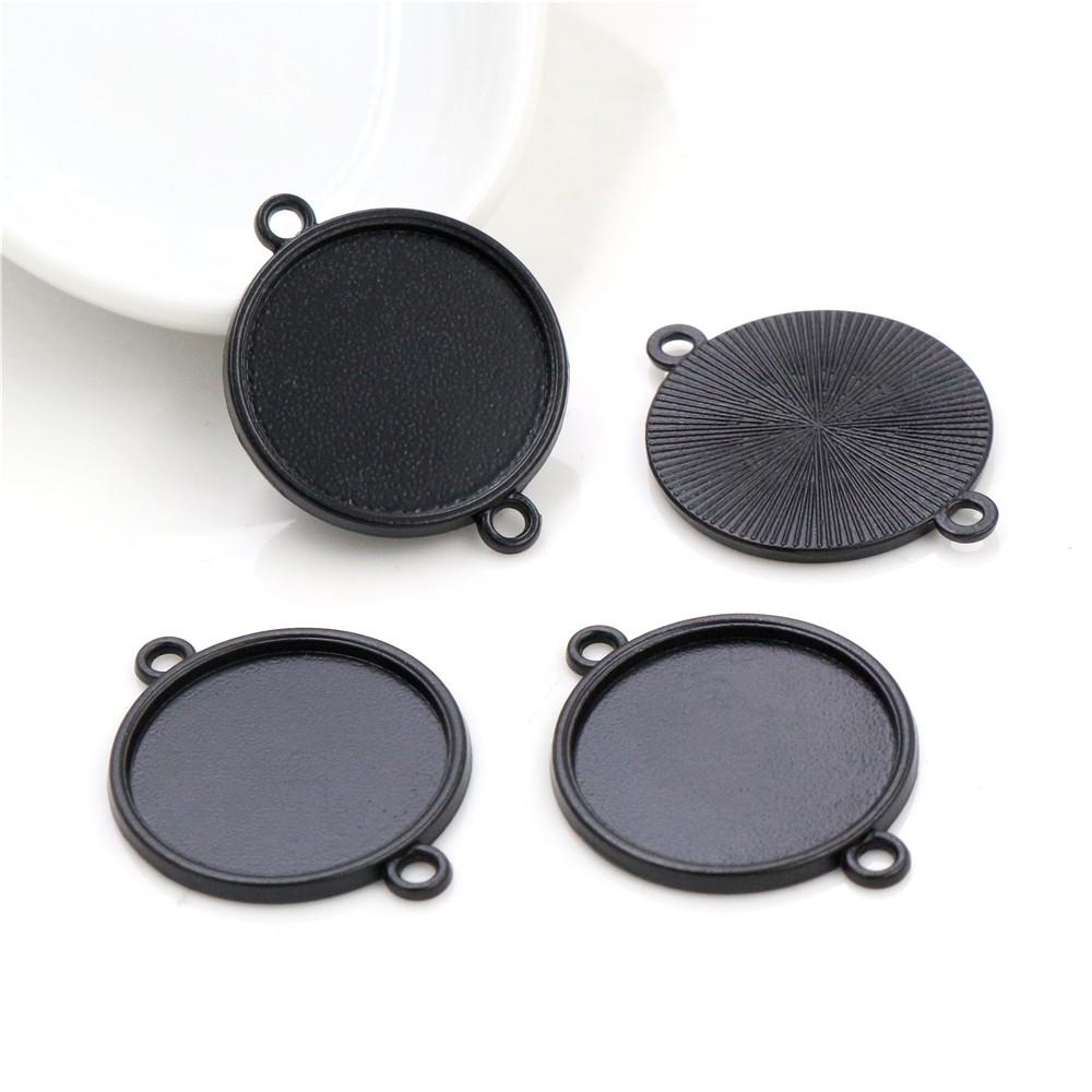 10pcs 20mm Inner Size Classic 5 Colors Plated One Sided Double Hanging Simple Style Cabochon Base Setting Charms Pendant