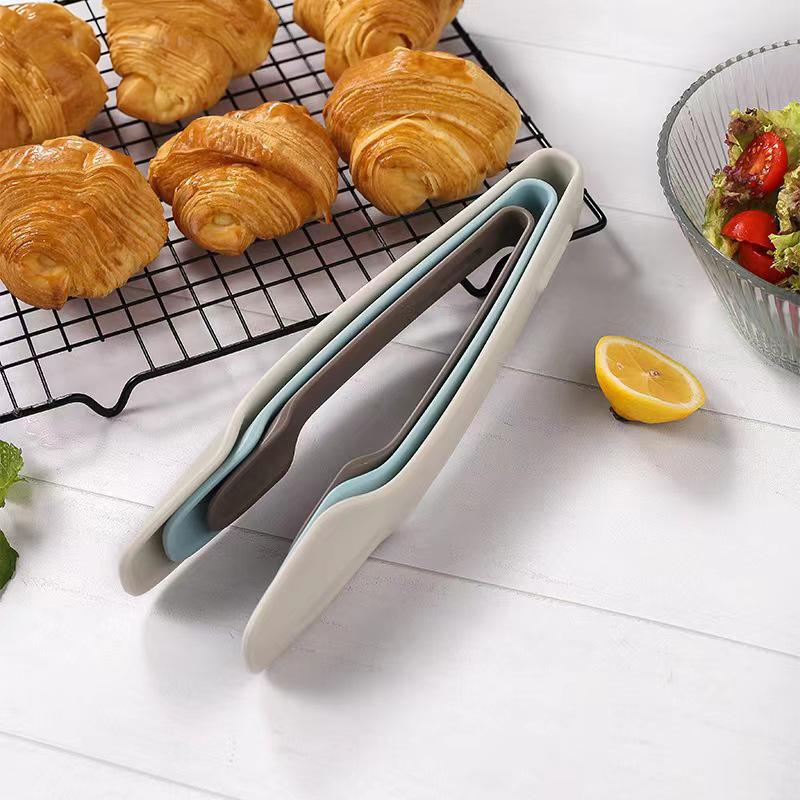 3pcs Plastics Food Tongs NonSlip Kitchen Utensil Cooking Clip Clamp Salad BBQ Serving Tool for Outdoor Picnics