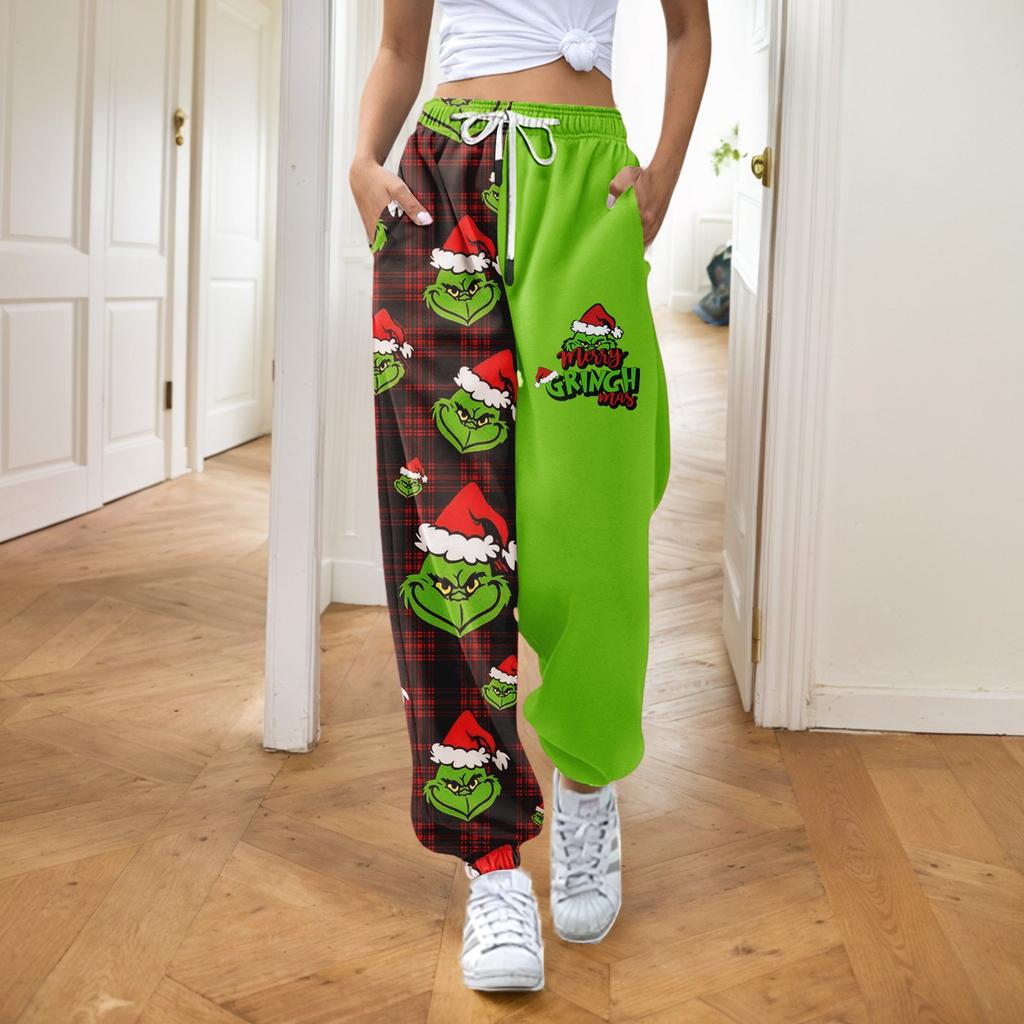 Women's Fashion Christmas Loose Drawstring Waist Solid Color Casual Sweatpants Pants