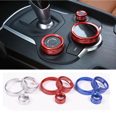 Decoração de Anel de Botão de Multimídia para Controle Central de Carro Compatível com Alfa Romeo Giulia Stelvio 2017- Acessório Automotivo