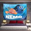 Landscape Wall Tapestry Nemo and Dory Swimming With Finding Nemo Logo Under Blue Ocean Movie Poster 3D, Wide Wall Art for Adult Fan Bedroom Dorm Gift