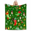 Festive Christmas Stockings and SnowflakesFlannel Blanket for Bedroom, Living Room, Sofa, and Nap