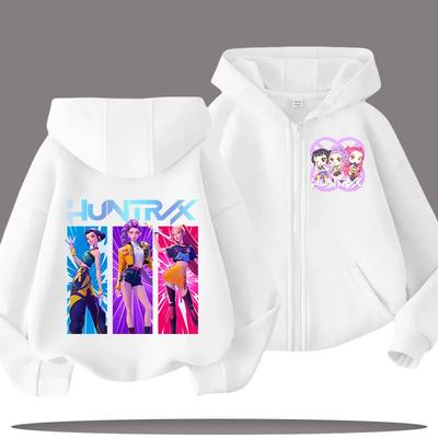 Weißer Fun Kpop Teufelsjäger Hoodie Kinderkleidung Kleine Mädchen Jungen Sportbekleidung Reißverschluss Hoodie Baby Freizeit Oberteil