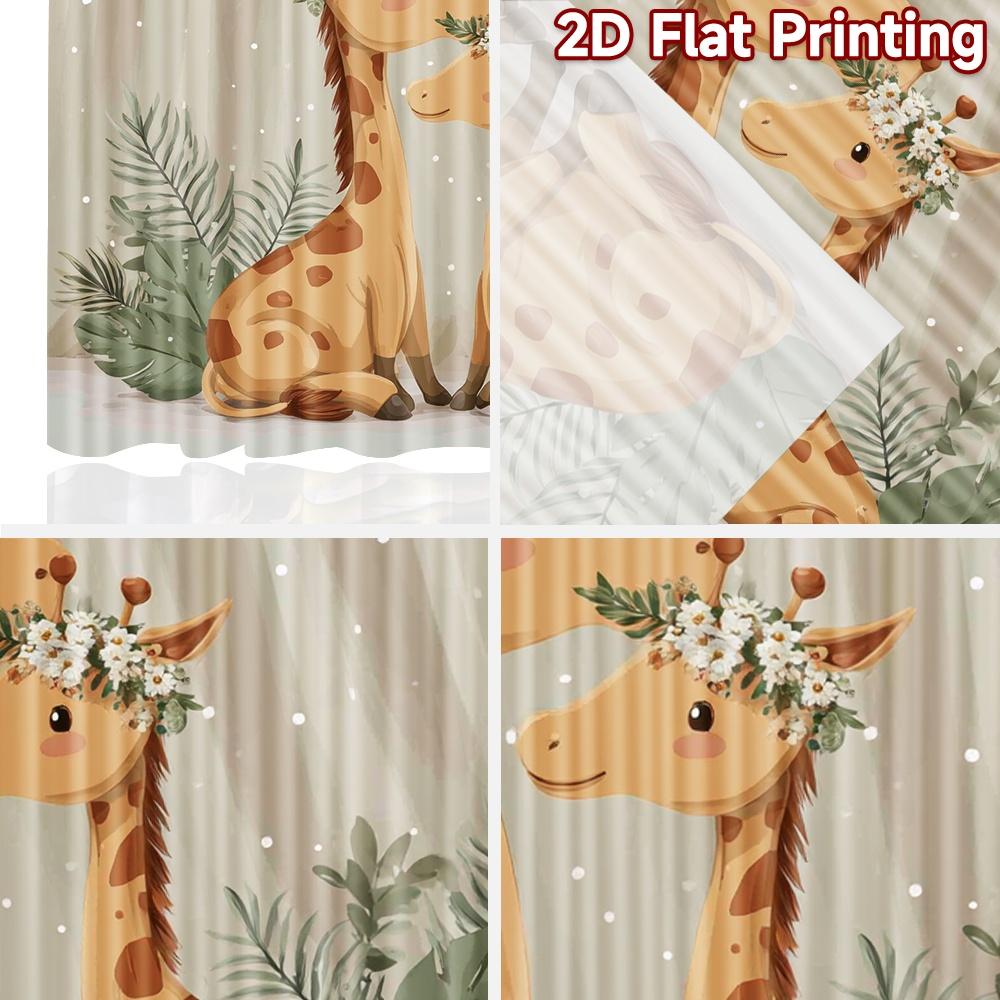 2D Flachdruck 2 Stück Vorhang Fensterbehandlung Vorhänge Mutter und Baby Giraffen Digital Bedruckt Polyester Vorhänge Geburtstagsparty