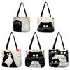 Tote Einkaufstasche süße Katze Druck Frauen Handtasche Leinen Totes mit Print Logo Casual Reisen Strand Taschen