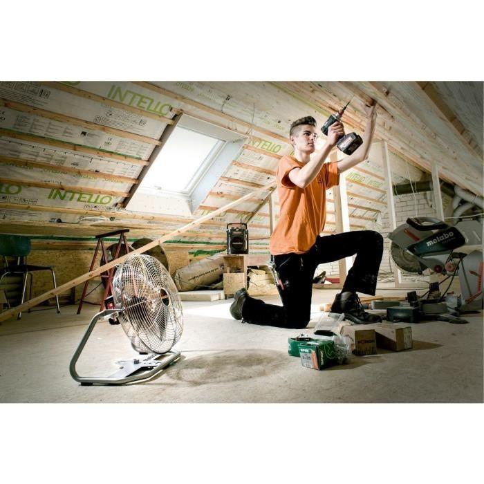 Ventilateur sans fil - METABO - AV 18 - 18 V - 3 niveaux de vitesse - Télécommande - Gris